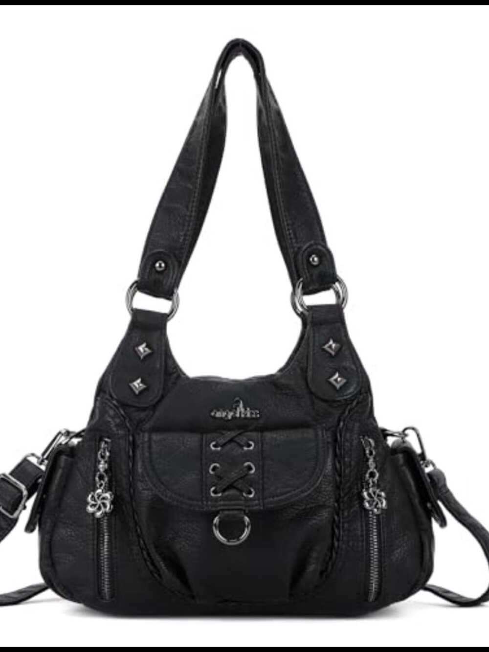 Vegan Leather Hobo Shoulder Bag Multi Pocket Crossbody Tote Purse